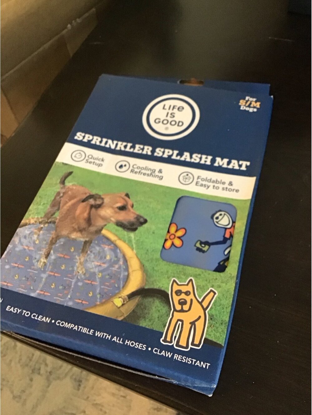 Life is good sprinkler splash dog mat, new, small medium